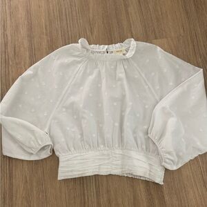 Maeve Anthropologie  puff sleeve' Polka Dot Blouse in white. Size 10